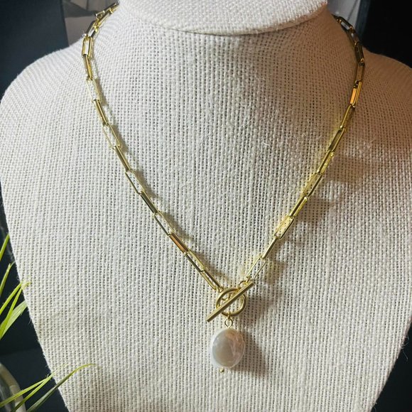 Stainless Steel Jewelry - Stainless Steel Pearl Plating Pendant Necklace Womens 1 Piece Brand New